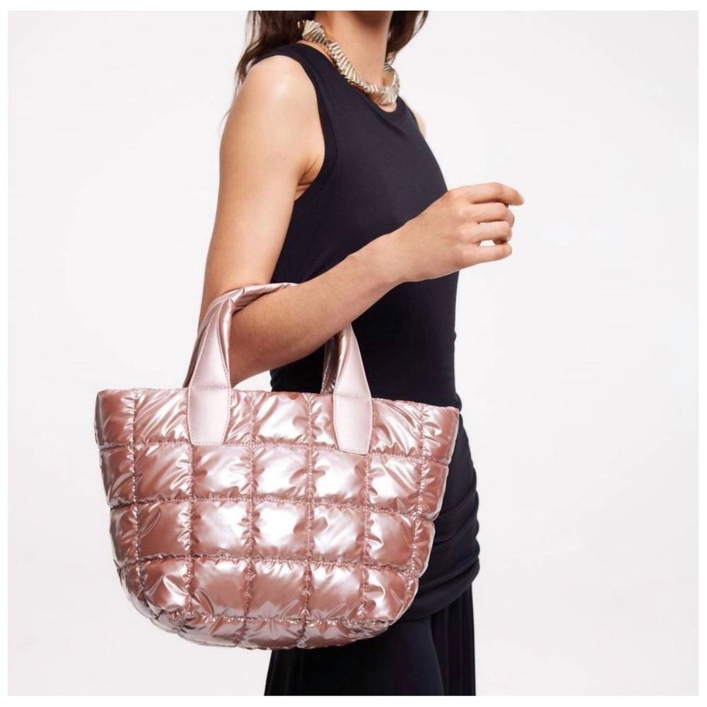 Vee Collective Porter Tote Small in Gin Fizz Metallic Quilted Puffer Crossbody